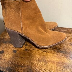 Aldo Camel Suede Block Heel Ankle Boots